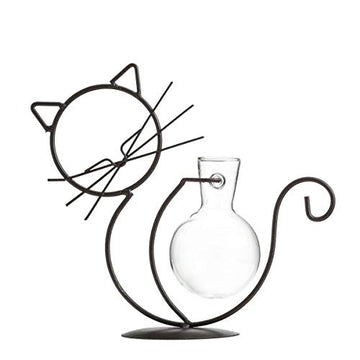 Cat Glass Planter Vase Holder